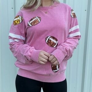 White Birch Pink Football Graphic Sweatshirt